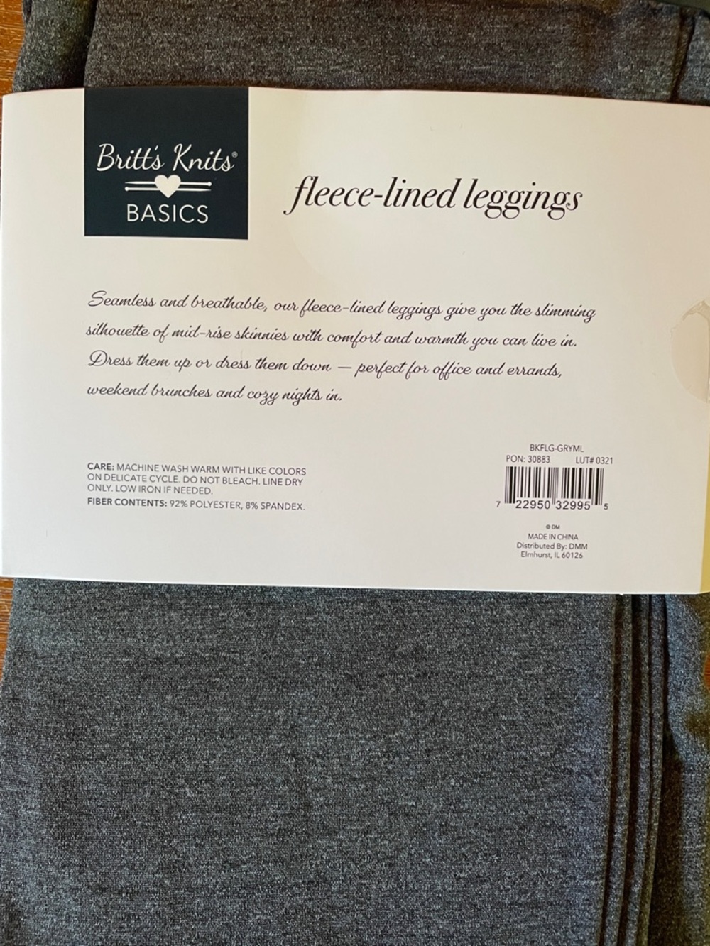 Women’s High-Waist Heather Grey Fleece Lined Leggings - Picture 2 of 3